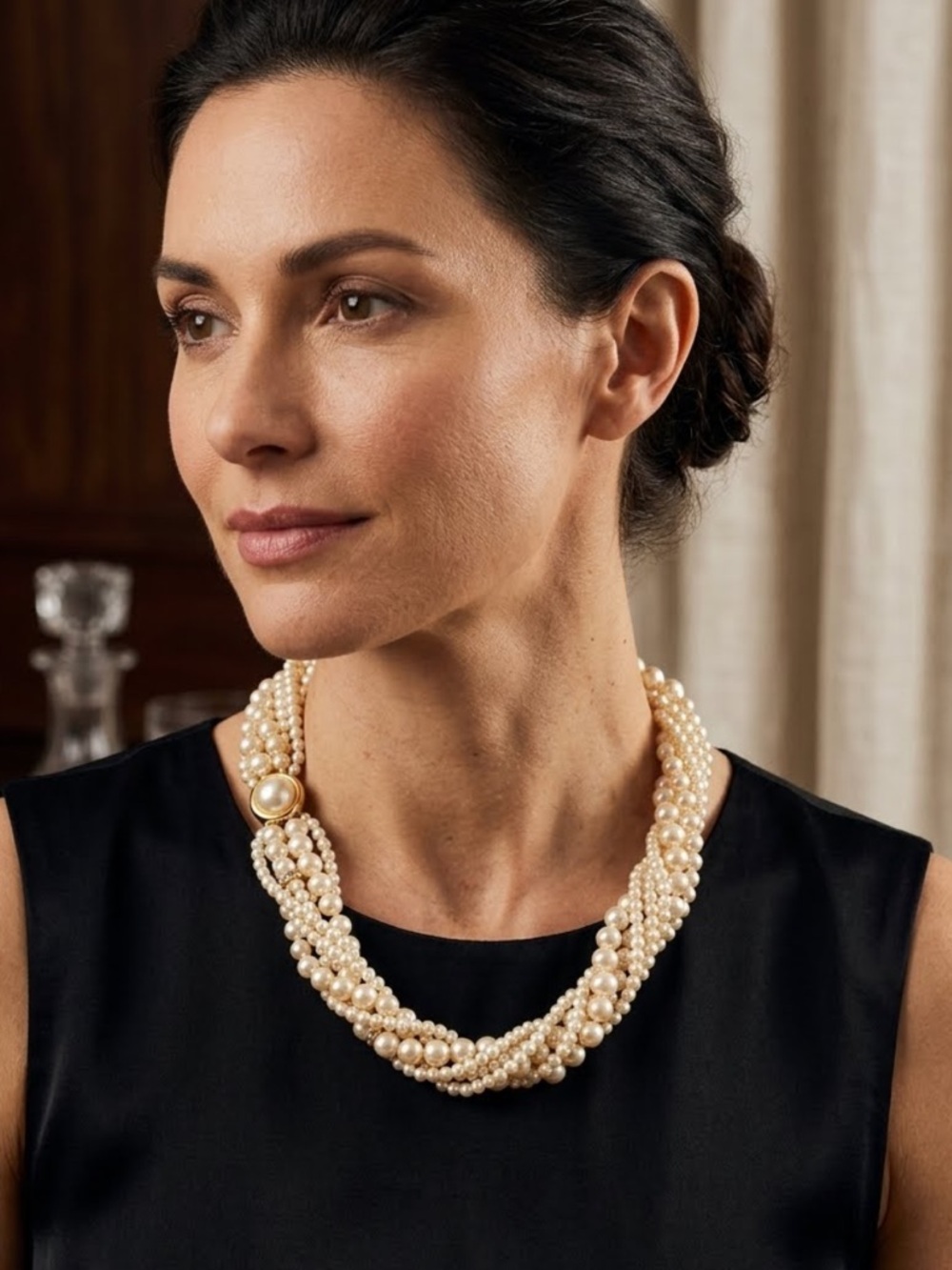 Multi-Strand Cream Pearl Twist Necklace - Elegant Women’s Jewelry